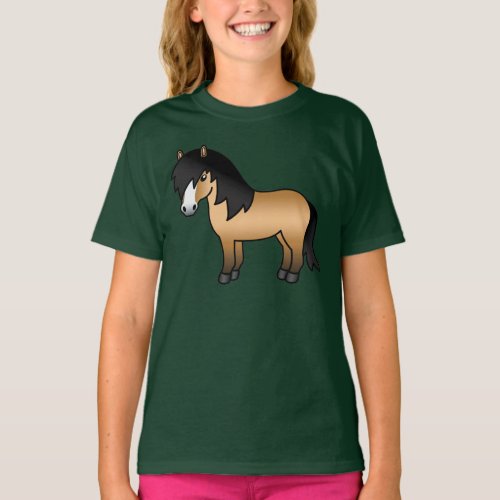 Buckskin Shetland Pony Cute Cartoon Illustration T_Shirt