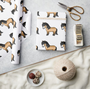 Buckskin Shetland Pony Cute Cartoon Pony Pattern Wrapping Paper