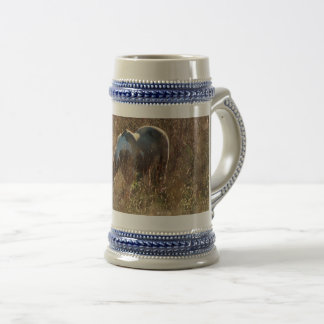 Buckskin Tobiano Horse Grazing Morning Sun Photo Beer Stein