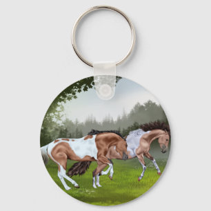 Buckskin Tobiano Paint Horses Keychain