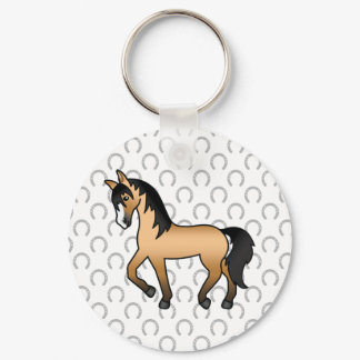 Buckskin Trotting Horse Cute Cartoon Illustration Keychain