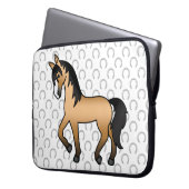 Buckskin Trotting Horse Cute Cartoon Illustration Laptop Sleeve (Front Left)