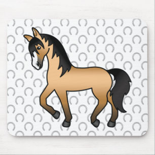 Buckskin Trotting Horse Cute Cartoon Illustration Mouse Pad