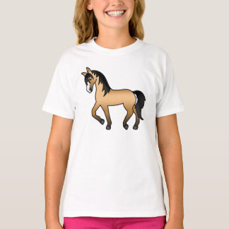 Buckskin Trotting Horse Cute Cartoon Illustration T-Shirt