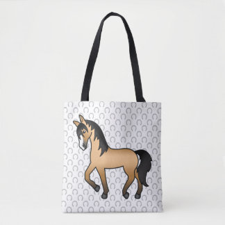 Buckskin Trotting Horse Cute Cartoon Illustration Tote Bag