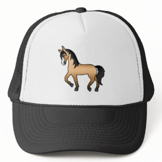 Buckskin Trotting Horse Cute Cartoon Illustration Trucker Hat