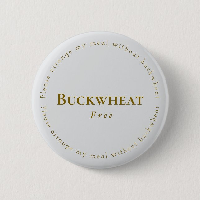 Buckwheat-Free Request Badge, Light-gray - Brown Button (Front)