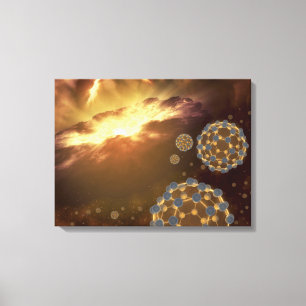 Buckyballs floating in interstellar space canvas print