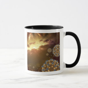Buckyballs floating in interstellar space mug