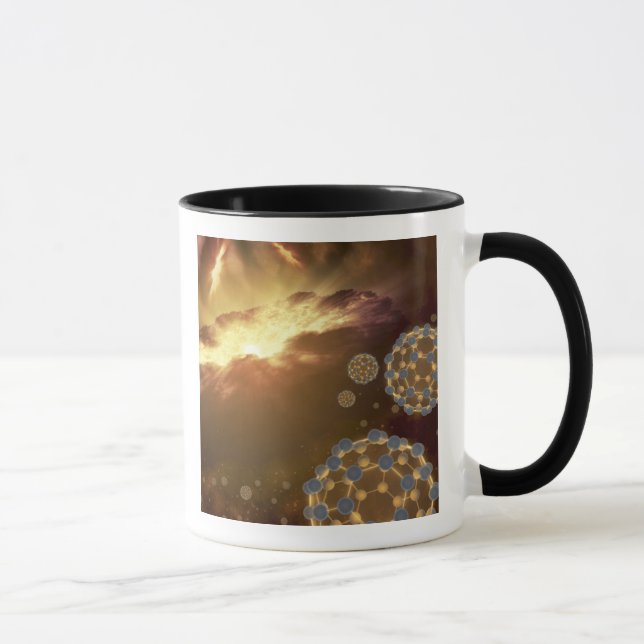 Buckyballs floating in interstellar space mug (Right)