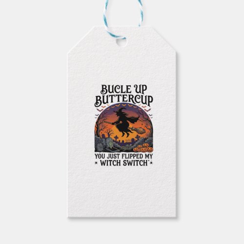 Bucle Up Buttercup Witch Switch Halloween Broom Pu Gift Tags