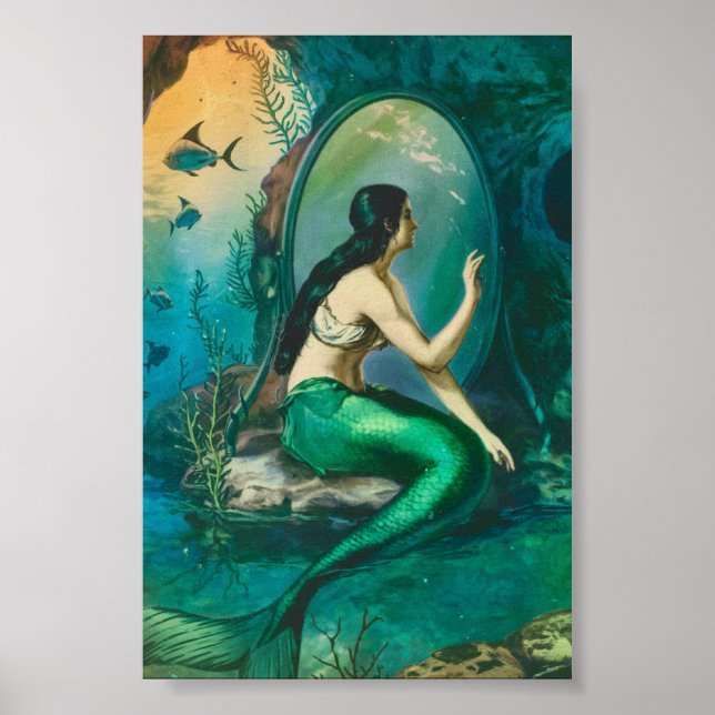 Buclid Vintage Mermaid in Mirror Print  (Front)