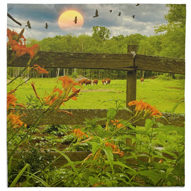 Bucolic Sunset Summer Cloth Napkin (Front)