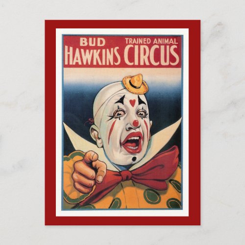 Bud Hawkins Vintage Circus Postcard
