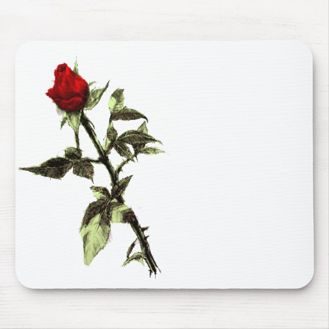Bud of the red rose penciled mouse pad (Front)