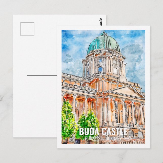 Buda Castle Budapest Travel Place Watercolor Postcard (Front/Back)