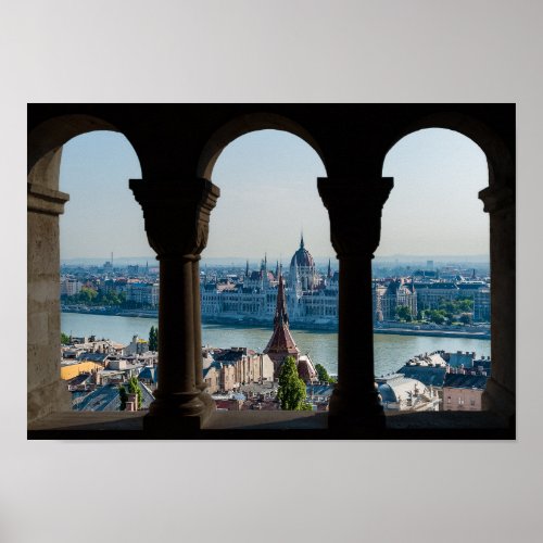 Budapest and hungarian parliament poster