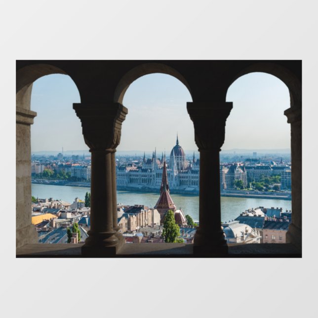 Budapest and hungarian parliament window cling (Sheet)