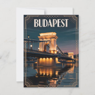 Budapest art deco vintage postcard
