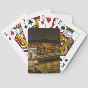 Budapest Chain Bridge at Night Poker Cards