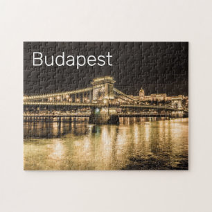 Budapest Chain Bridge Hungary Retro Night Vintage Jigsaw Puzzle