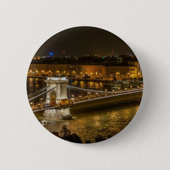 Budapest Chain Bridge Pinback Button (Front)