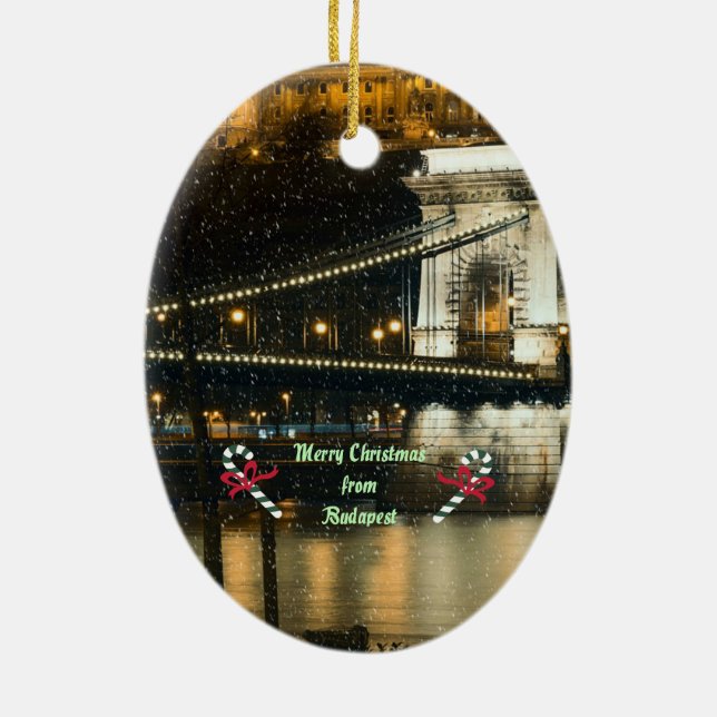Budapest Christmas Ceramic Ornament (Back)
