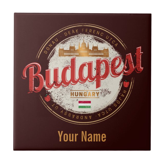 Budapest Design Hungary Vintage Parliament Ceramic Tile (Front)