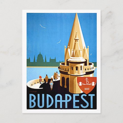 Budapest fishermans bastion vintage travel postcard
