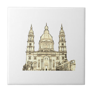 Budapest Hungary Architecture Sketch Ceramic Tile