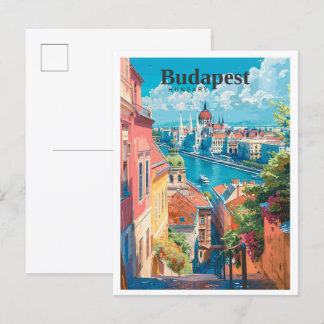 Budapest Hungary Art Vintage Travel Postcard