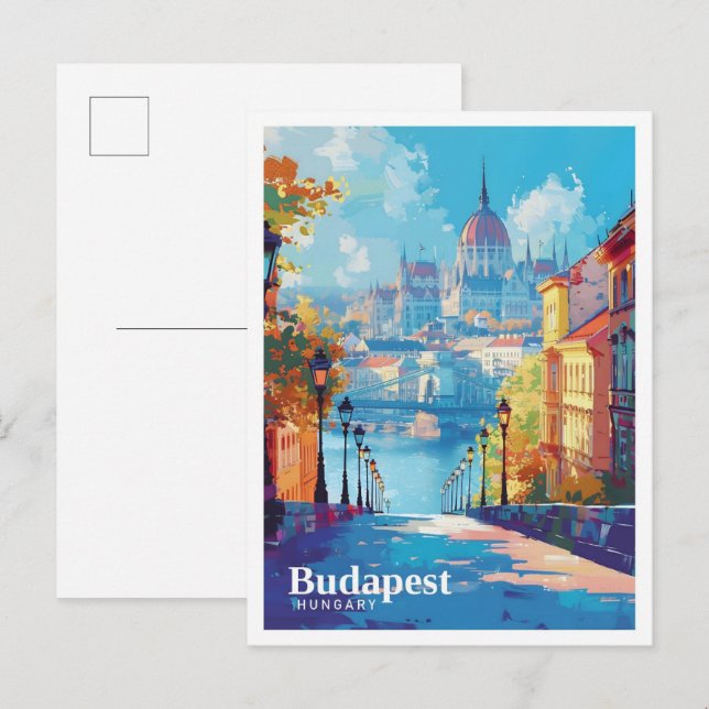 Budapest Hungary Art Vintage Travel  Postcard (Front/Back)