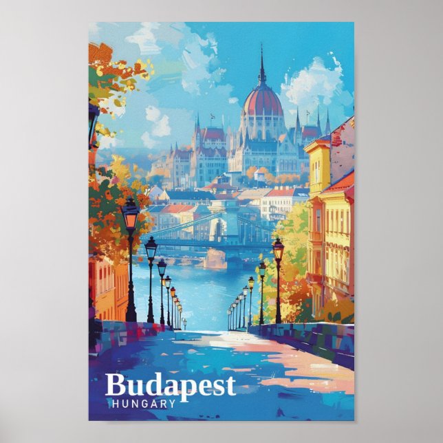 Budapest Hungary Art Vintage Travel  Poster (Front)