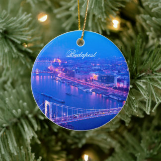 Budapest Hungary by night Ceramic Ornament