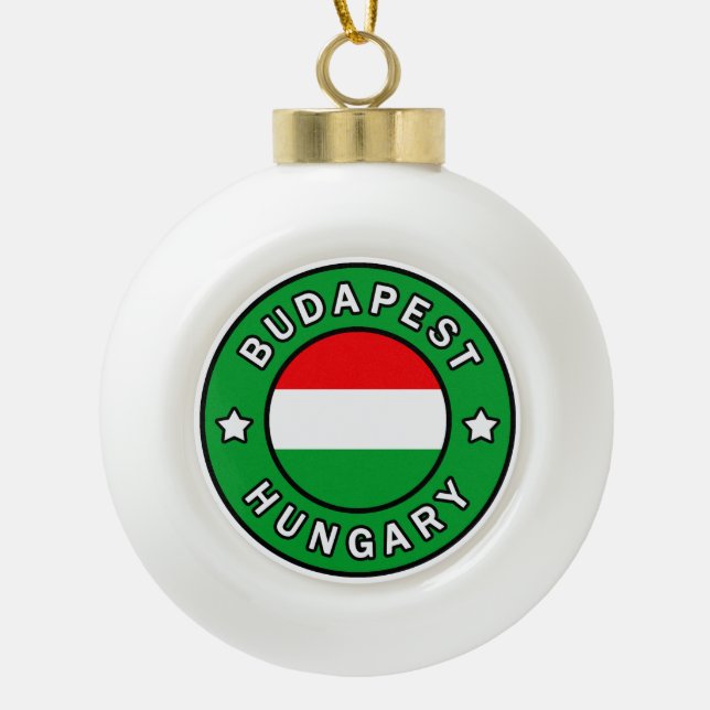 Budapest Hungary Ceramic Ball Christmas Ornament (Front)