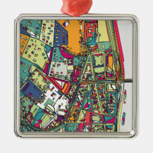 Budapest, Hungary City Map Metal Ornament