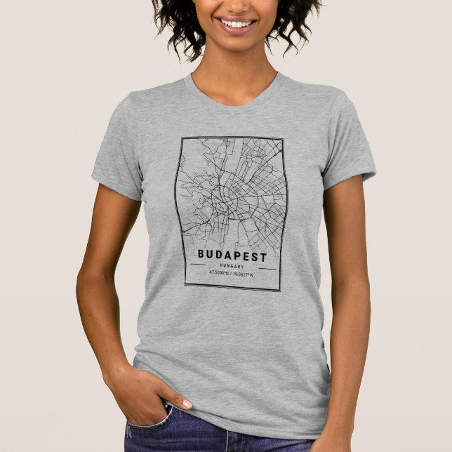 Budapest, Hungary City Map | Minimalist Art T-Shirt (Front)