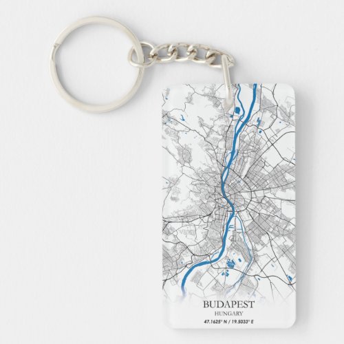 Budapest Hungary City Map Travel Simple Minimal Keychain