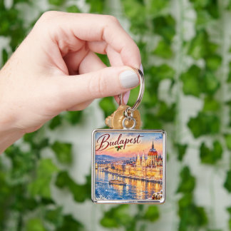 Budapest Hungary Danube Parliament Christmas Keychain