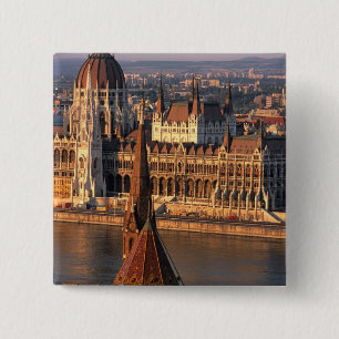 Budapest, Hungary, Danube River, Parliament Button