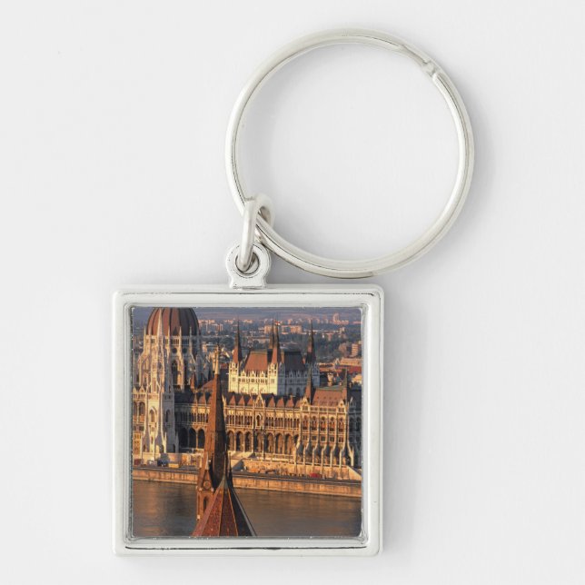 Budapest, Hungary, Danube River, Parliament Keychain (Front)