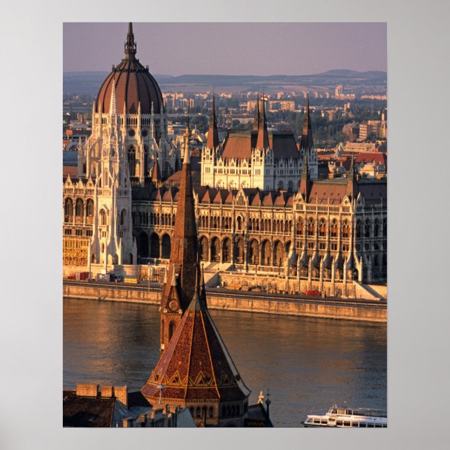 Budapest, Hungary, Danube River, Parliament Poster (Front)