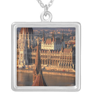 Budapest, Hungary, Danube River, Parliament Silver Plated Necklace