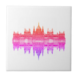 Budapest Hungary Parliament Architecture Sketch Ceramic Tile