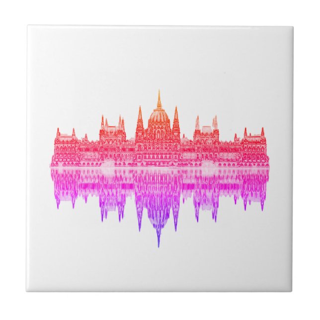 Budapest Hungary Parliament Architecture Sketch  Ceramic Tile (Front)