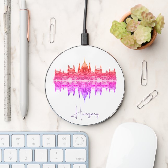 Budapest Hungary Parliament Architecture Sketch Wireless Charger (Desk)