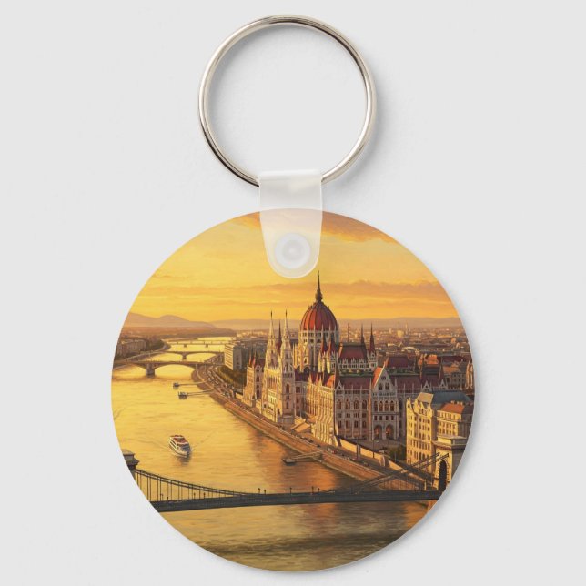 Budapest Hungary Parliament Building Travel Keychain (Front)