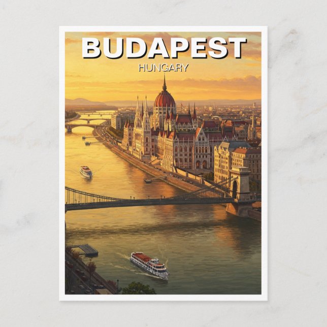 Budapest Hungary Parliament Building Travel Postcard (Front)