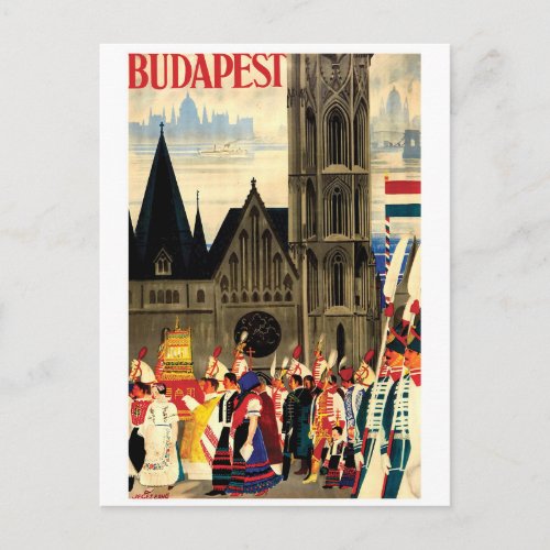 Budapest Hungary People in Folk Costumes Postcard