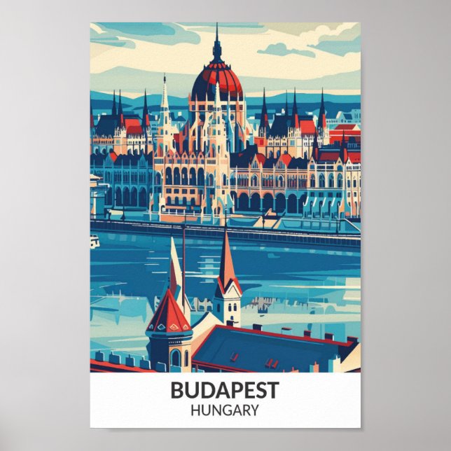 Budapest Hungary Retro Artwork Travel  Poster (Front)
